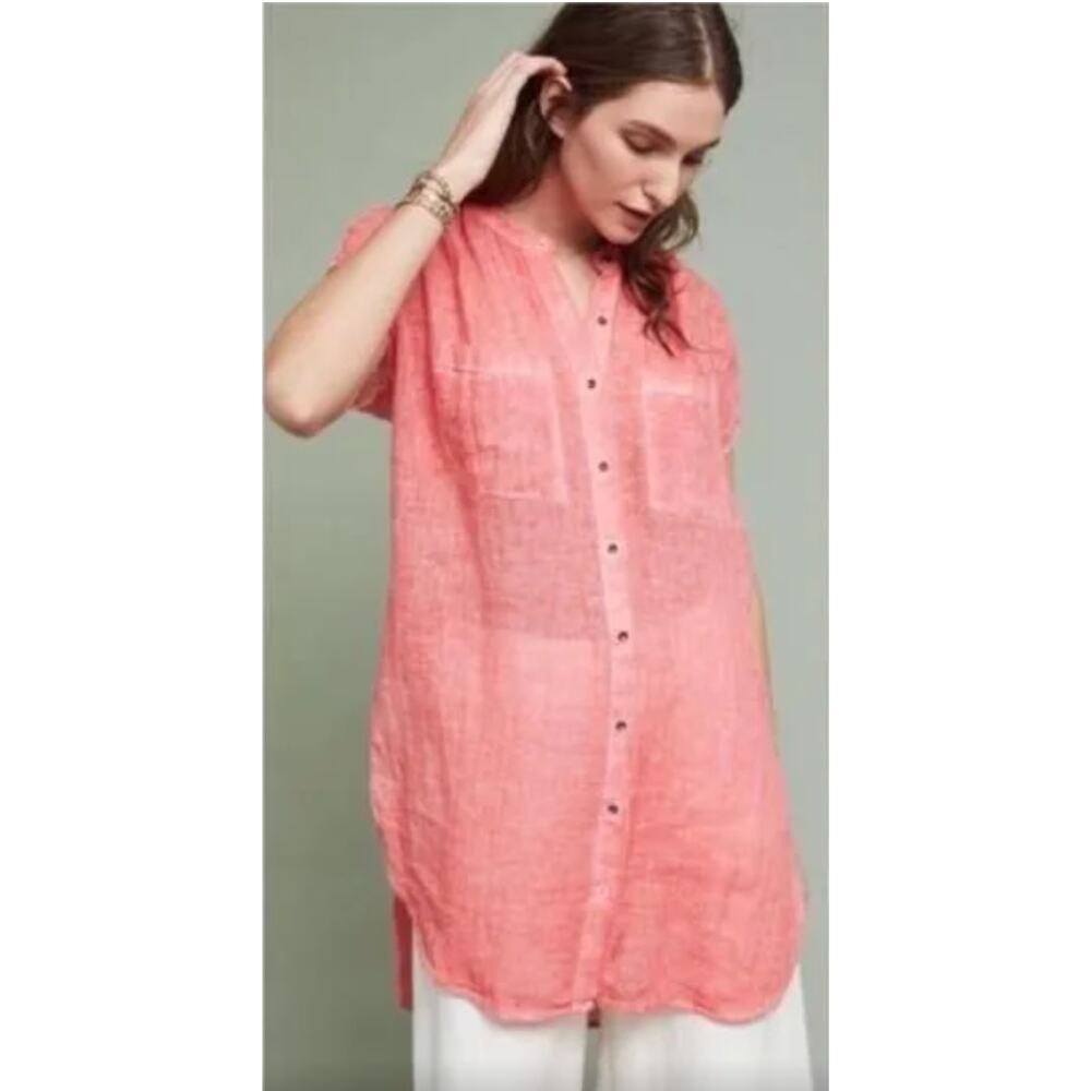 Holding Horses x Anthropologie Rouge Linen Coverup Tunic Top sz. S